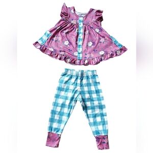 Gigi And Max Floral Pink and Blue Baby 2-Piece Outfit